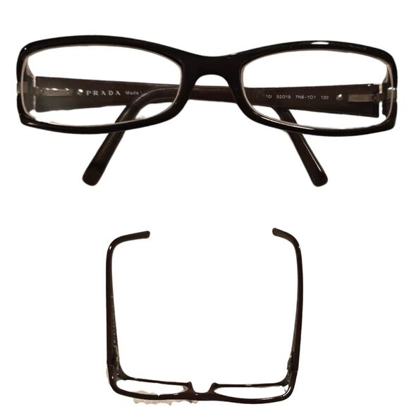 Prada VPR 13N Burgundy Rectangular Designer Glasses 52-19 Frames